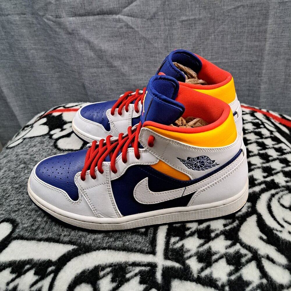 %Size 8.5 Men Air Jordan 1 Mid Royal Blue Laser Orange AJ14